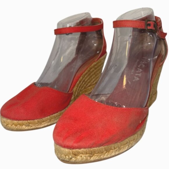 Viscata Barcelona Estartit Canvas Espadrille Wedge Heel Sandals 40 9 Closed Toe - Picture 3 of 8